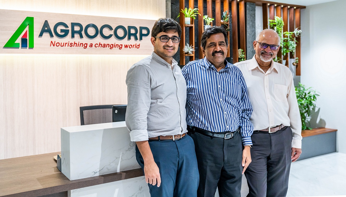 (From left) Agrocorp head of Business Development Vishal Vijay; director Ravi Raghavan and chairman and MD Vijay Ivengar