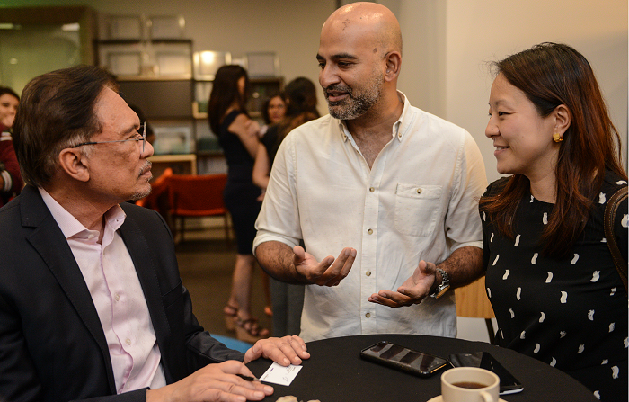 Vic Sithasanan and Janet Teo making the most of their brief engagement with Anwar