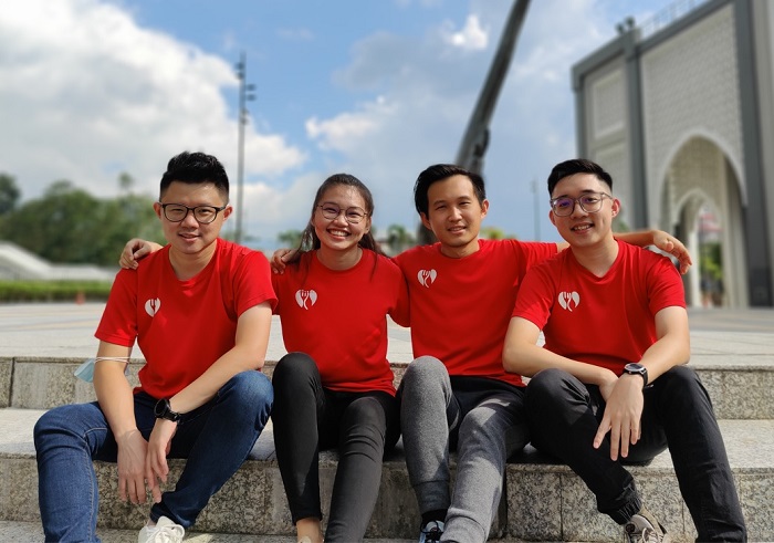 (from Left): Aston Chua, founder and CEO, with members of his leadership team, Yong Tang Kai, cofounder & CMO, Win Soh Tian Sheng, cofounder & COO and Liew Huei Swen, Head of HR.