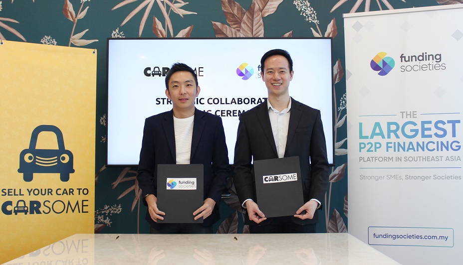Carsome co-founder and CEO Eric Cheng (left) with Funding Societies Malaysia co-founder and CEO Wong Kah Meng
