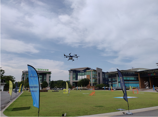 Part of the activities during a 2019 Dronetech conference in Cyberjaya. The smart city encourages the development and testing of innovative technology.