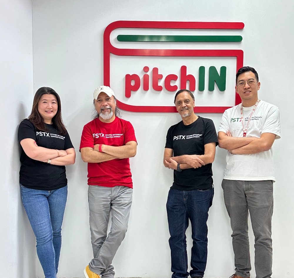From left: Xelia Tong, COO, pitchIN, Sam Shafie, CEO, poitchIN, Kashminder Singh, co-founder, pitchIN and Steven Chee, CTO, pitchIN.