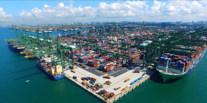 A view of the Singapore Port. With over 5,000 satellites in its constellation, Starlink can provide global maritime coverage supporting fleet management, remote monitoring, and navigation.