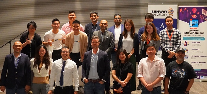 Front Row, 3rd from right, Evan Cheah, Sunway Group CEO, Digital & Strategic Investments with Matt van Leeuwen and Sunway Group, chief innovation officer and Sunway iLabs, director.