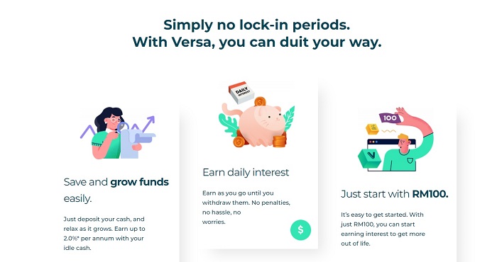 Versa account holders have the autonomy to withdraw funds at any moment without incurring any penalties.