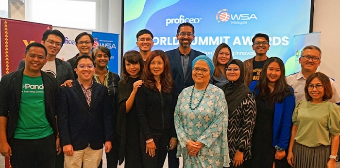 The eight category winners along with judges. Renuka Sena, CEO of Proficeo is second from left in the second row.